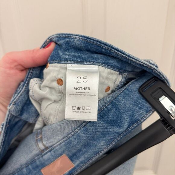 MOTHER Looker Ankle Fray Size 25 Light Wash Au Revoir High Waisted - Picture 6 of 8